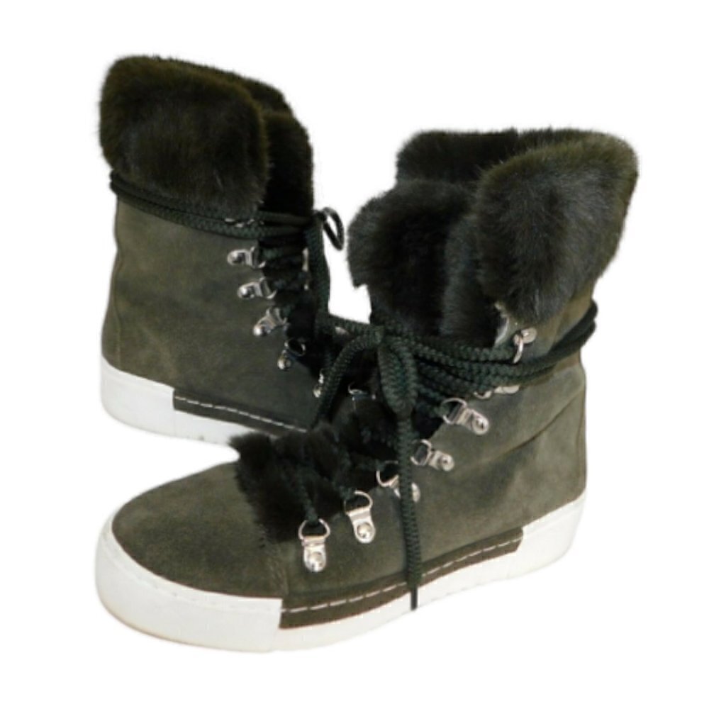 CECELIA New York Seymore Olive Suede Faux Fur Boots‎ 7 M Anthro
